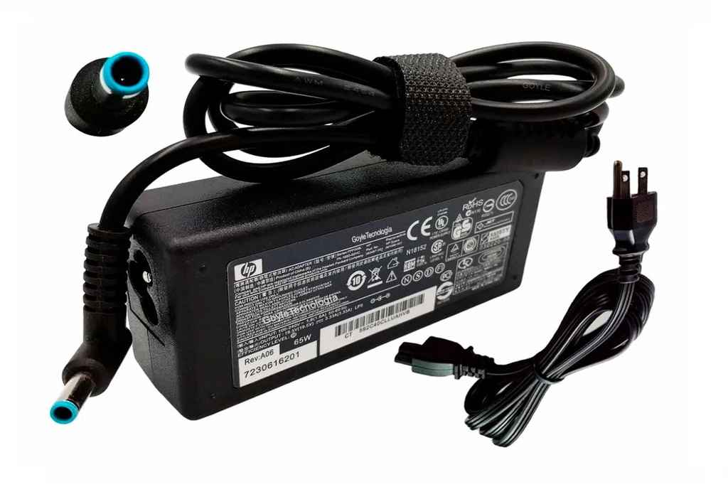 Hp cargador para portatil punta azul 65w