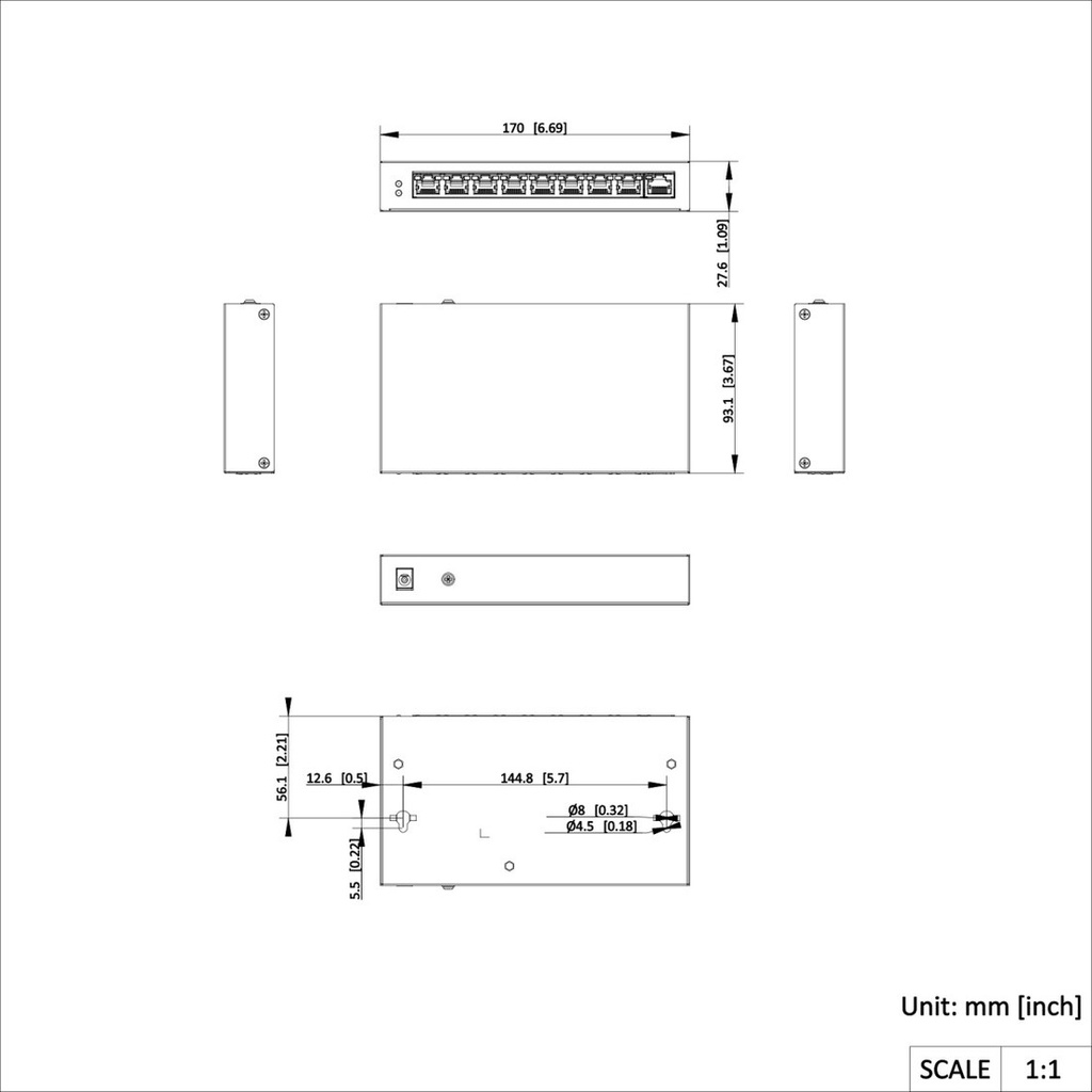 [DS-3E1309P-EI/M] Hikvision Switch poe, 8 Fast Ethernet, 10/100 Mbps