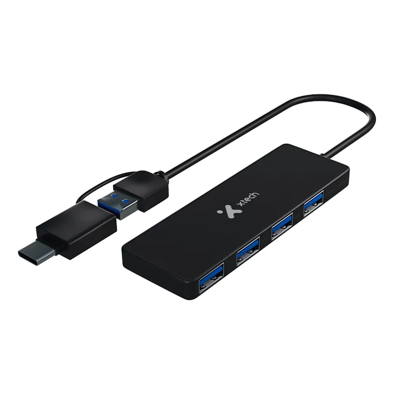 [XTC-390] XTECH XTC-390 Hub USB-C, 4 Puertos, 3.0, Negro