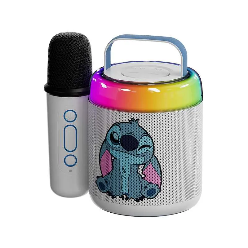 [XTS-D623ST] Xtech Mini Bocina Karaoke Inalámbrica Edición Especial Stitch, MicroSD, Micrófono, circular blanca