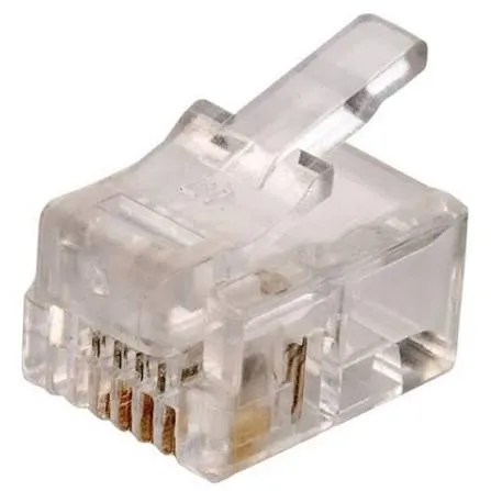 [300-164-PTMR] Plug telefónico modular RJ11 de 4 contactos para cable redondo