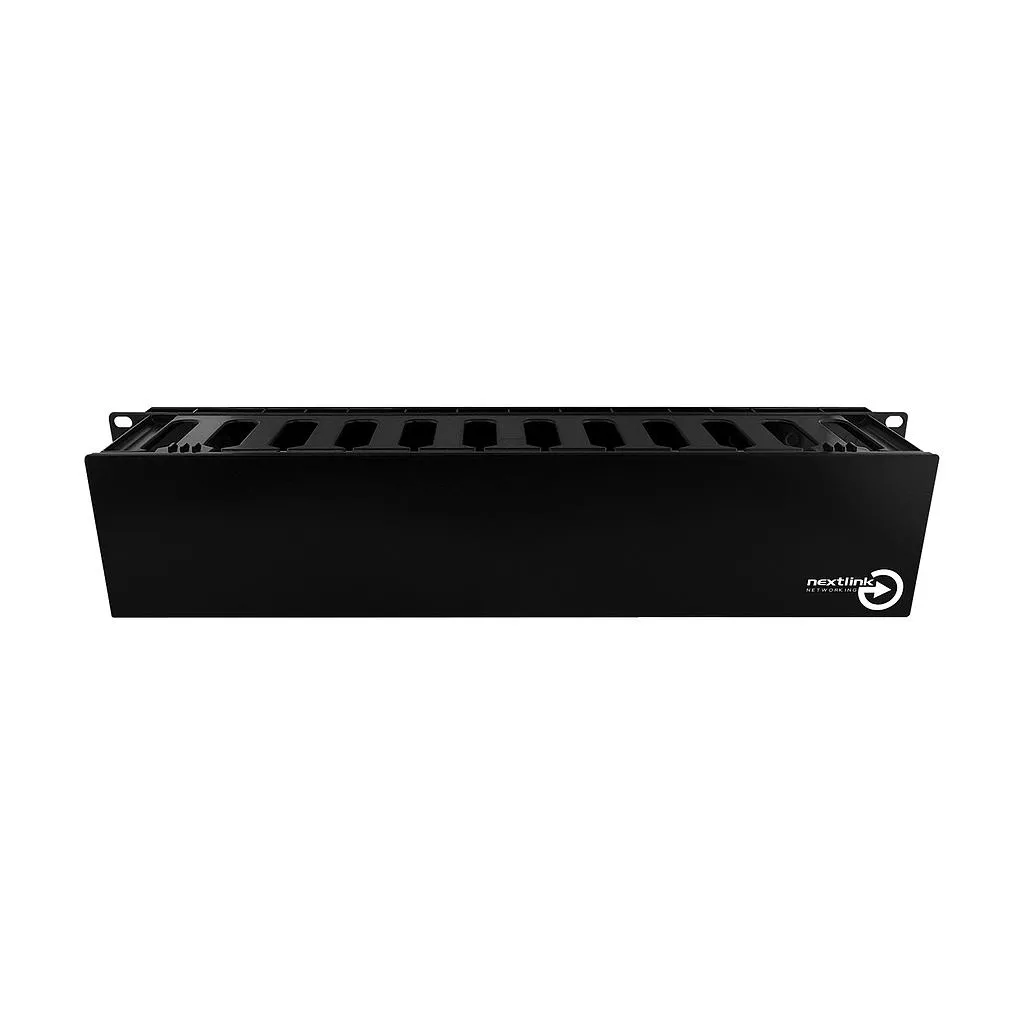 Nextlink organizador Horizontal de cableado de 2U, simple, PVC, color negro