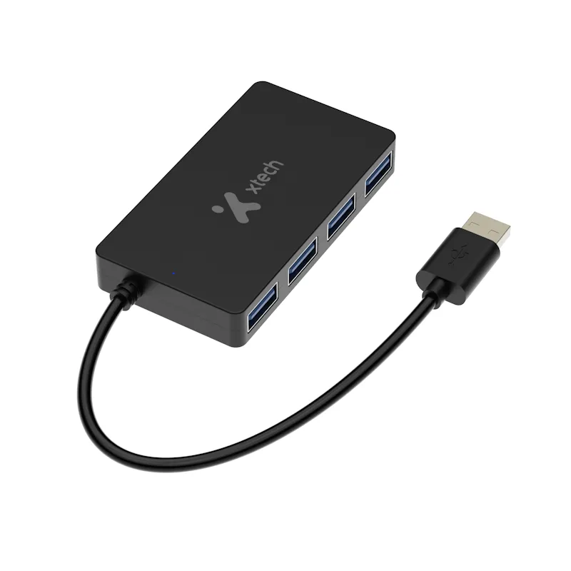 XTECH XTC-391, Hub USB, 4 Puertos, 3.0, Negro